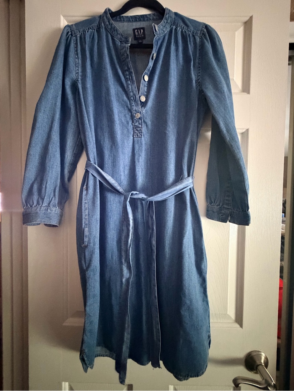 GAP Light Blue Denim Midi Shirt Dress - Picture 3 of 8